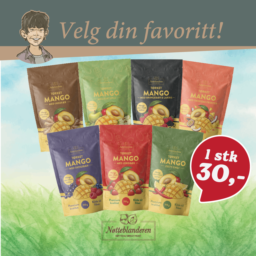 Mango med smak - 1 stk kun 30,- Nøtteblanderen