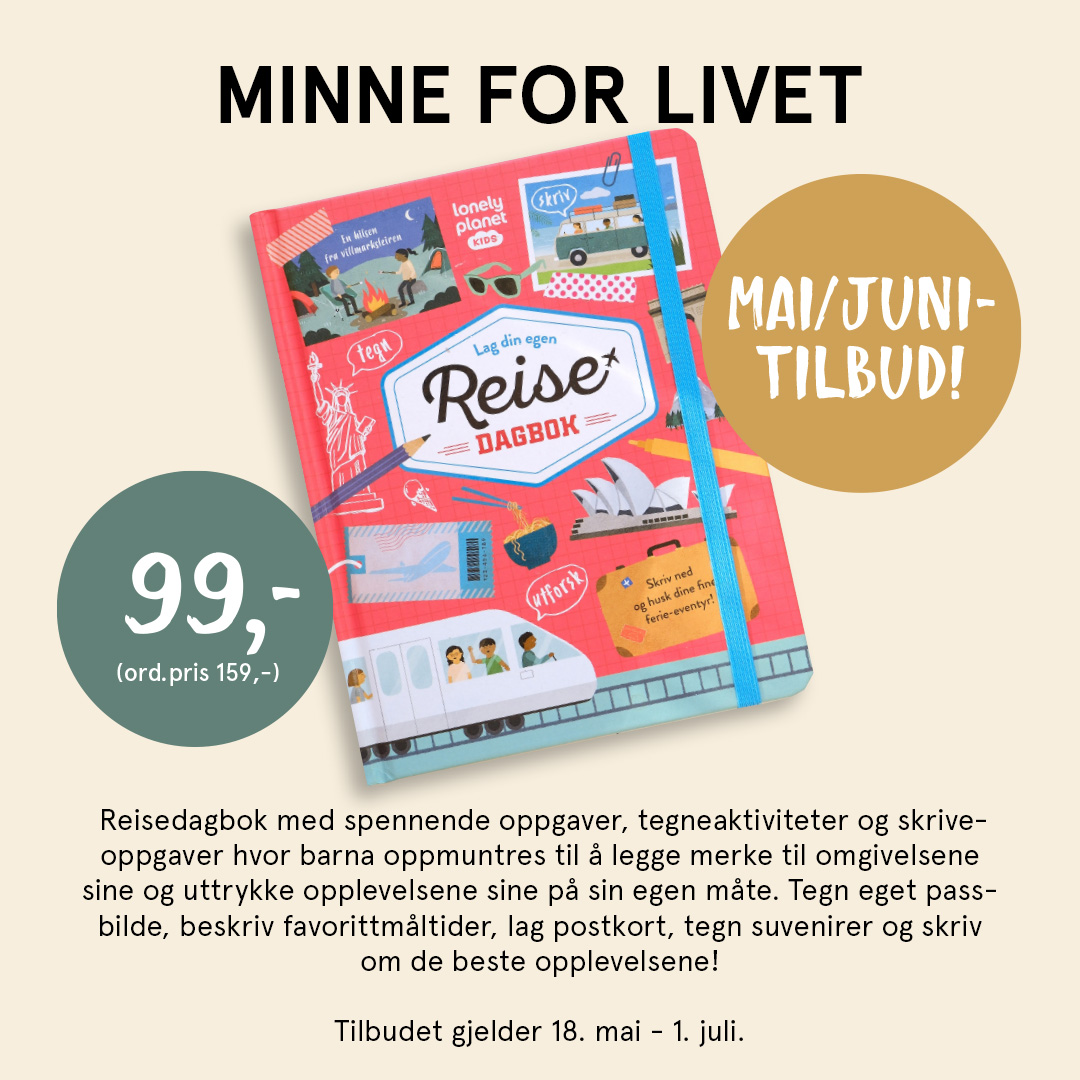 Reise dagbok til 99,- Ordinær pris 159,- Sprell