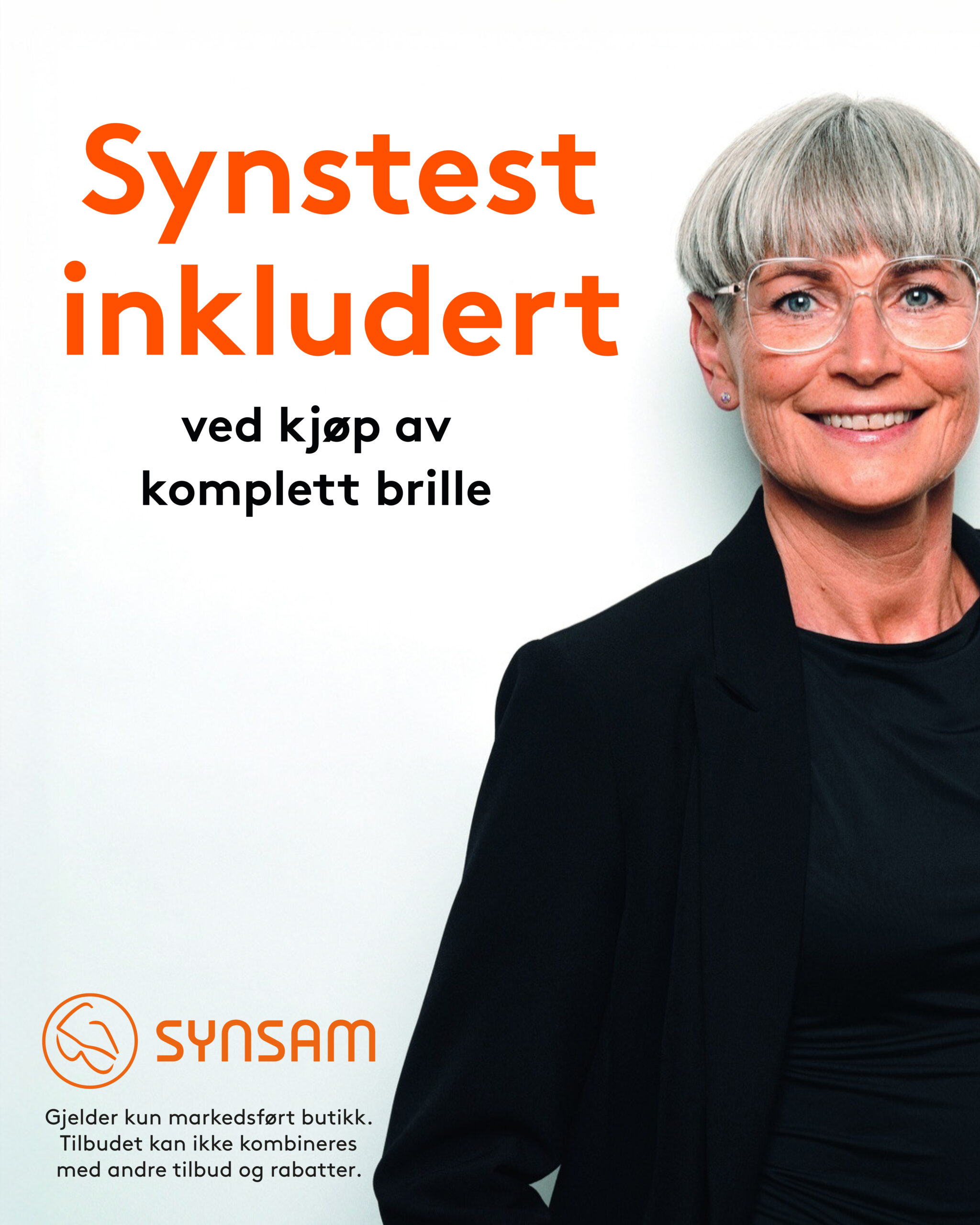 Synstest inkludert ved kjøp av komplett brille Synsam